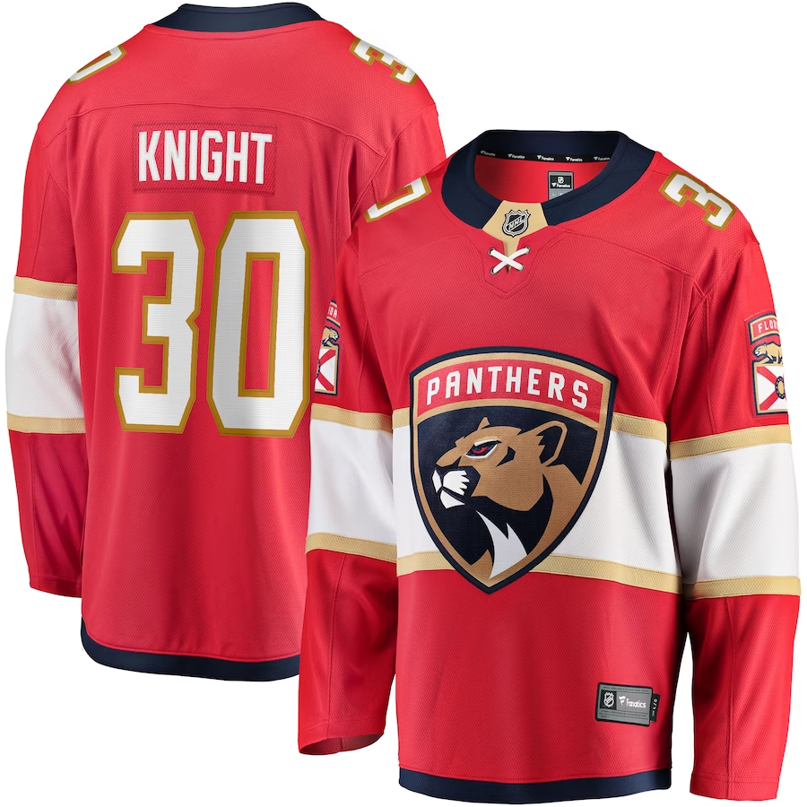 Men's Florida Panthers Spencer Knight #30 Red Jersey
